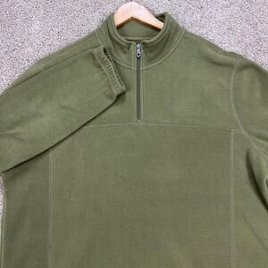 Croft Barrow Sweater Mens XL Tall Green Long Sleeve Pullover Fleece 1/4 Zip EUC